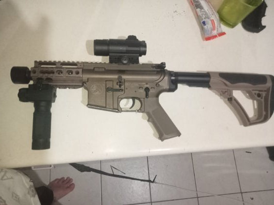 Full Metal Tan M4 Gel Blaster - Laser, Scope & Torch