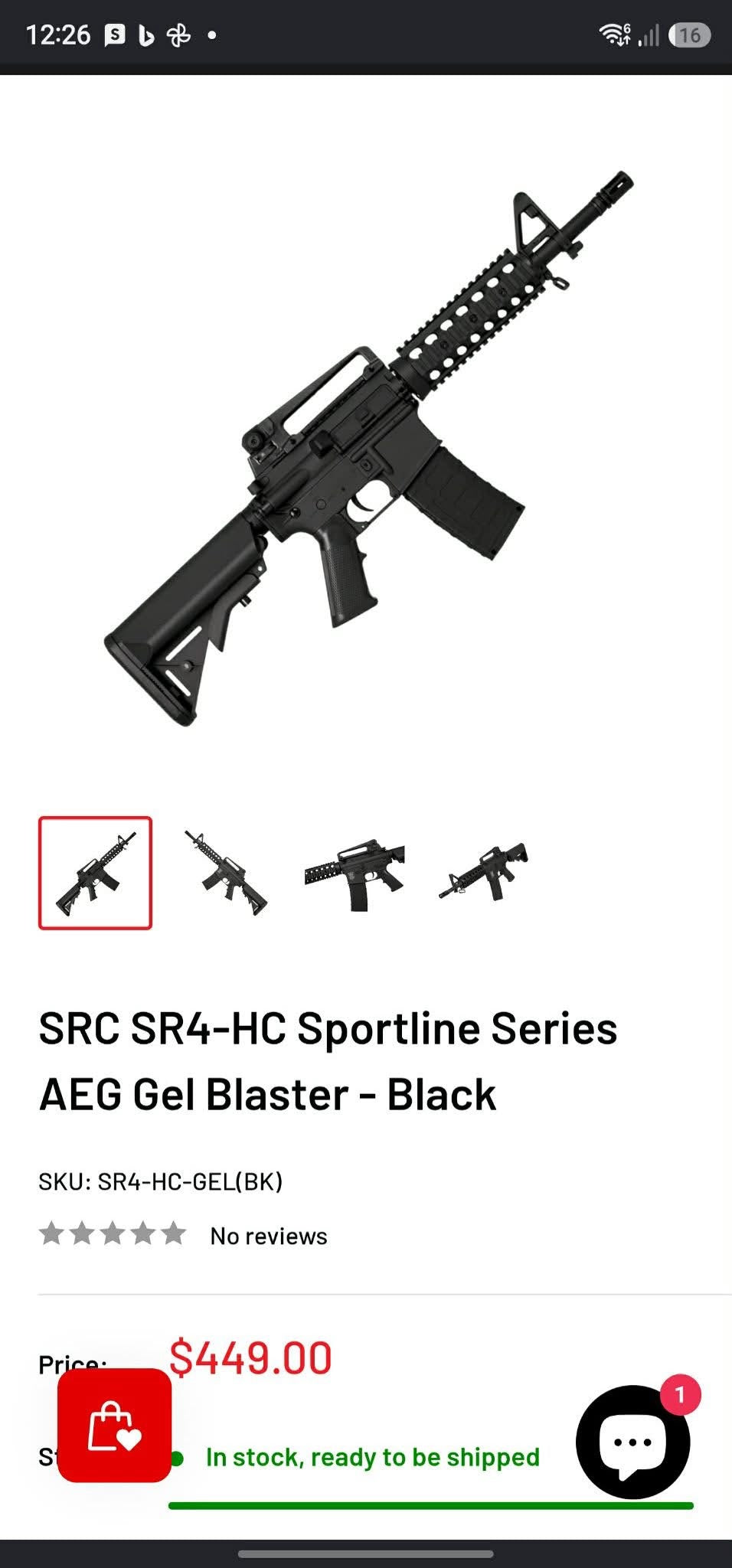 SRC SR4-HC Sportline M4 Gel Blaster (New)